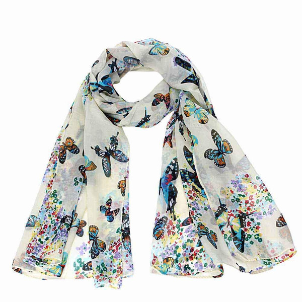 Brand-Sciarpe Echarpe Femme Lady Chiffon Butterfly Print Neck Shawl Scarf New Fashion Woman Scarves Wrap Stole