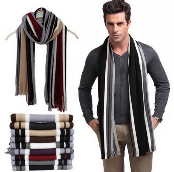 Winter designer scarf men striped cotton scarf female & male brand shawl wrap knit cashmere bufandas Striped scarf with tassels S663