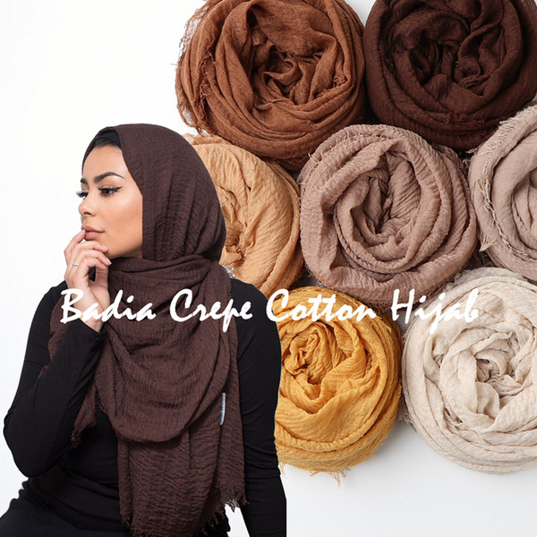 10pcs/lot women crinkle solid hijabs scarf oversize islam shawl head wraps soft long muslim frayed wrinkle cotton plain hijab