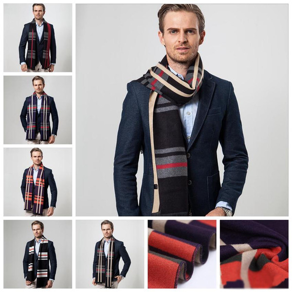 2017 new 180*30 cm Winter cashmere wool scarves for mens fashion plaid Shawl Business Casual Scarves