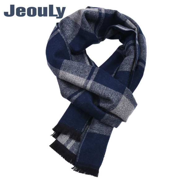 Brand Scarfs for Men 2018 New Winter Business Gentleman Soft Imitation Cashmere Plaid Scarves High Quality Warm Fringed Yarn Scarf Hot Sale