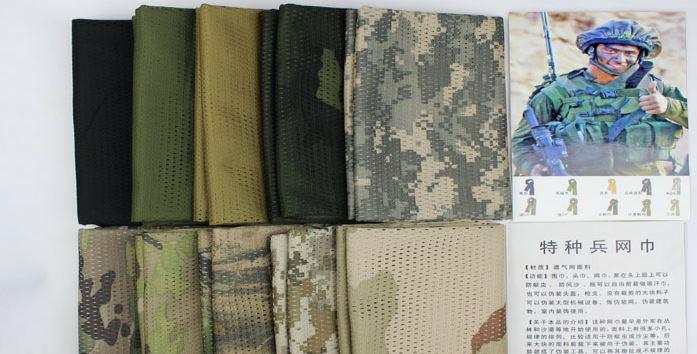 Free shipping Retail 1piece 10 color Tactical Military Hunting camouflage Sniper Cover Multi Scarf Veil Face Mesh Scarves Shawl Desert