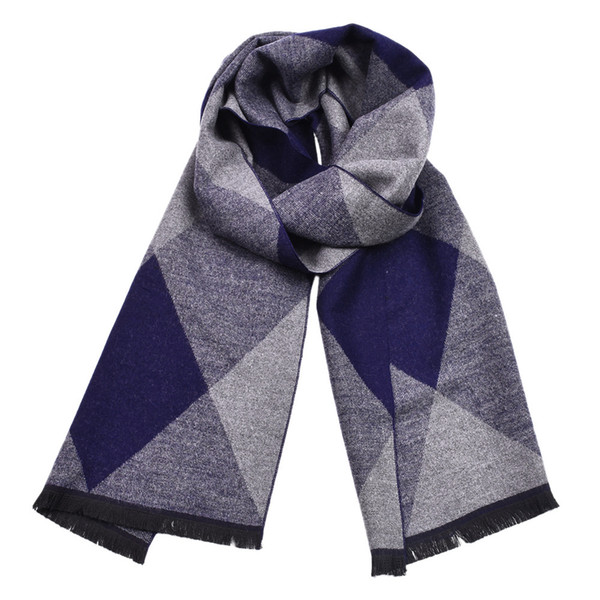 Brand Winter Men's Scarfs 2018 High Quality Business Casual Soft Imitation Cashmere Scarves Diamond Lattice Warm Fringed Yarn Scarf