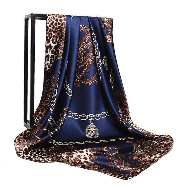 Wholesale- 11.11 Luxury brand designer large square scarf for women Leopard print silk foulard female neck scarves shawls and wraps poncho