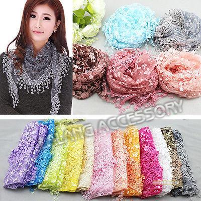 Wholesale-12 Colors 2016 Fashion Scarf Women Lace Hollow Tassel Long Scarves Wrap Shawl Stole Soft Triangular Thin Scarf 140cm DP671078