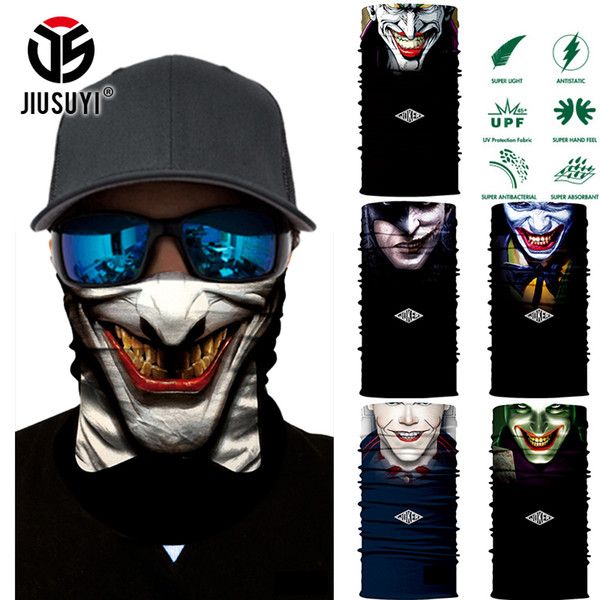 Wholesale- 3D Seamless Multifunction Magic Tube Clown Joker Men Skull Ghost Shield Face Mask Headband Bandana Headwear Ring Head Scarf