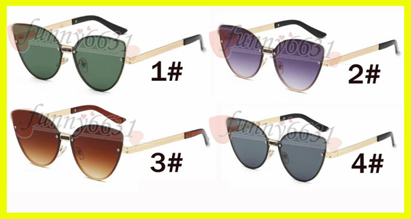 summer newest woman outdoor fashion metal Sunglasses ladies driving goggle reflective cat's eye frameless sunglasses 4colors free shipping