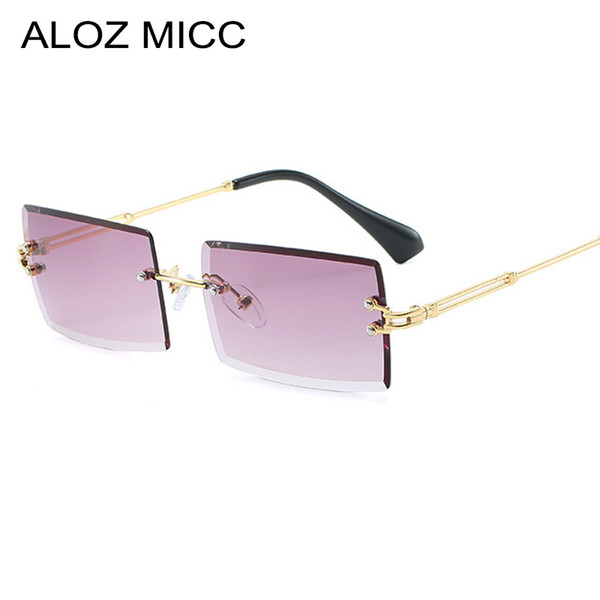 ALOZ MICC Fashion Ladies Rectangle Rimless Sunglasses Men Women Personality Trimming Luxury Metal Sunglass UV400A622