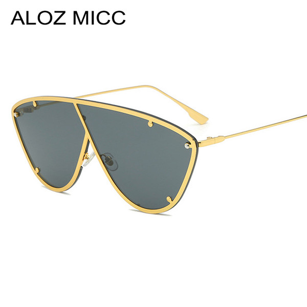 ALOZ MICC Fashion One Piece Lens Sunglasses Women's Men Brand Design Rimless Sunglasses Men Ladies Shades Oculos UV400 A215