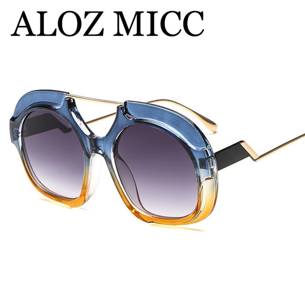 ALOZ MICC Vintage Round Sunglasses Women Men Brand Designer 2018 Fashion Oversized Sun Glasses Female Eyewear Oculos UV400 A597