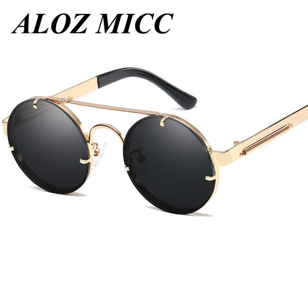 ALOZ MICC Metal Fashion Steampunk Sunglasses Men Round Mirror Women High Quality Sun Glasses Brand Design UV400 A341