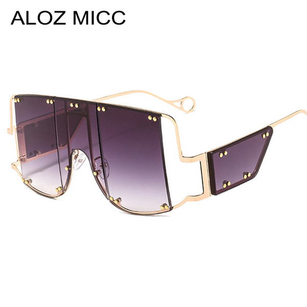 ALOZ MICC Fashion Rimless Sunglasses Women High Quality Alloy Big Frame Square Sunglasses Men Vintage Female Sunglass A661