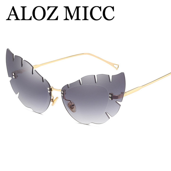 ALOZ MICC New Rimless Cat Eye Sunglasses Women Brand Designer Oversized Butterfly Eyewear For Women UV400 Oculos A542