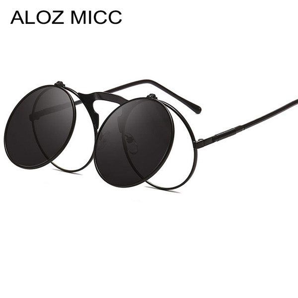 ALOZ MICC Vintage Flip Up Round Sunglasses Men Newest Punk Metal Sun Glasses Women Female Fashion Eyewear Oculos De Sol A025