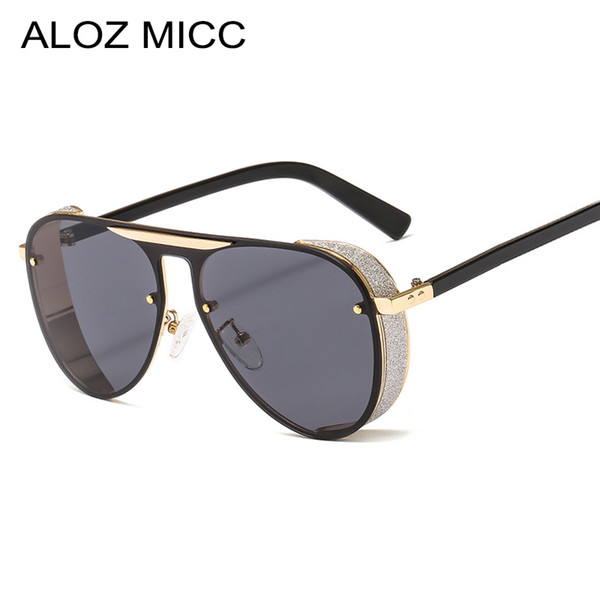 ALOZ MICC Steampunk Sunglasses Men Brand Design 2019 New Big Box Ladies Sunglasses For Men Fashion Punk Pilot Sunglas UV400A529