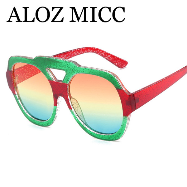 ALOZ MICC Retro Women Oval Sunglasses 2018 Brand Designer Oversized Double Bridge Gradient Sun Glasses Women Goggles A528