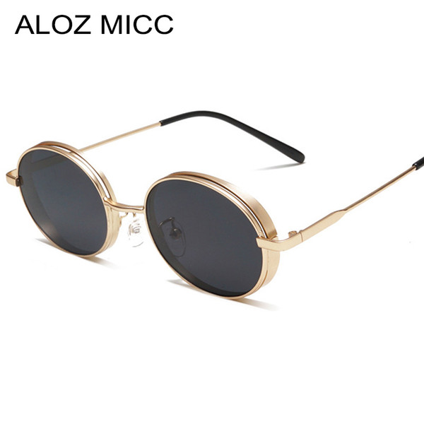 ALOZ MICC Steampunk Men Oval Sunglasses For Women 2019 New Vintage Metal Sun Glasses Black Red Lens Eyewear Oculos A482