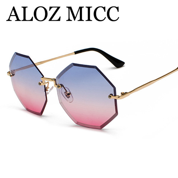 ALOZ MICC New Fashion Summer Unique Sunglasses Women Brand Designer Frameless Octagonal Polygon Sunglasses UV400 A8054