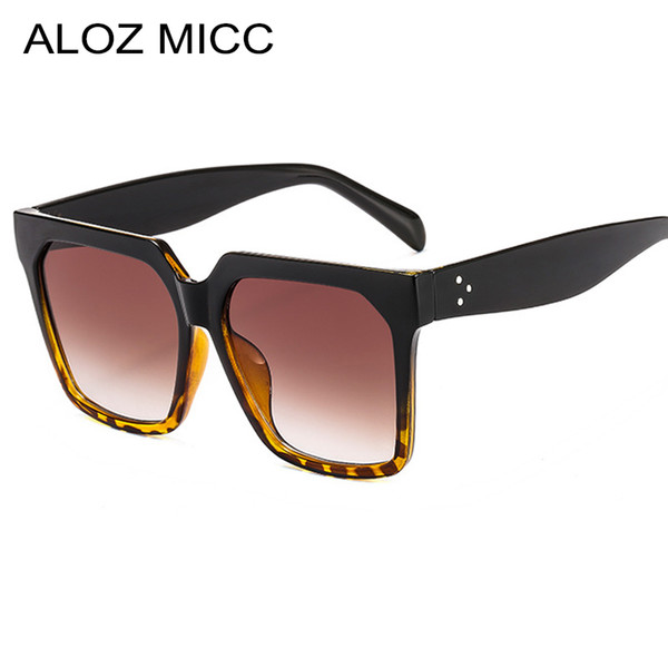 ALOZ MICC 2019 Fashion Square Sunglasses Women Oversized Flat Top Sun Glasses For Female Rivet Vintage Shades UV400 Oculos A647