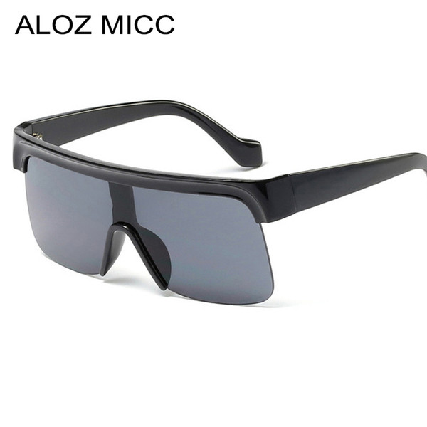 ALOZ MICC Fashion Women Semi-Rimless Square Sunglasses Men 2019 Oversized Sun Glasses Women Vintage Goggle Black Shield A021