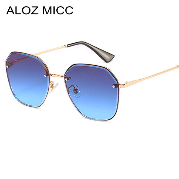 ALOZ MICC Fashion Frameless Sunglasses Women Brand Design Round Sun Glasses Female Shades Gradient Oculos A618