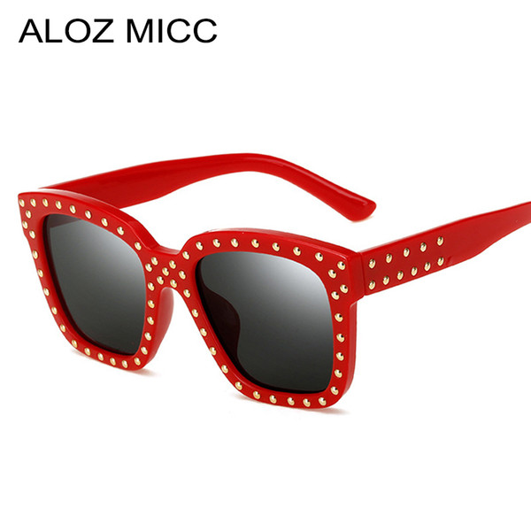 ALOZ MICC New Fashion Vintage Women Rivets Sunglasses 2019 New Brand Designer Luxury Square Mirror Sun Glasses Shades UV400 A151