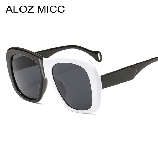 ALOZ MICC New Square Women Sunglasses 2019 Vintage Oversized Black White Frame Sunglasses Men Gradient Shade Eyeglasses A409