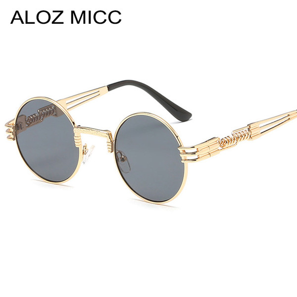 ALOZ MICC Steampunk Metal Round Sunglasses Men Women Luxury Spring Legs Sun Glasses For Men High Quality Vintage Eyeglasses A377