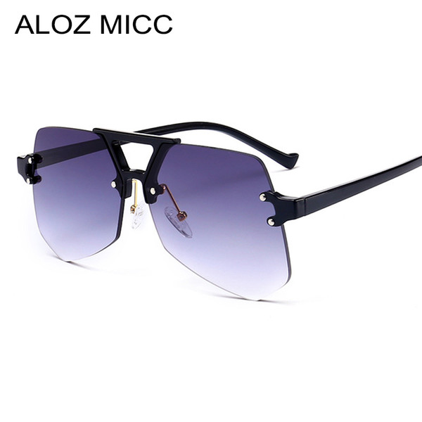 ALOZ MICC Luxury Sunglasses For Women And Men Rimless Unisex Mirror Lens Retro Fashion Shades Brand Designer Sun Glasses uv400 A103