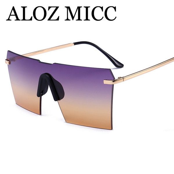 ALOZ MICC Rimless Sunglasses Women 2018 Brand Designer Fashion Square Gradient Sun Glasses Female Eyewear UV400 A598