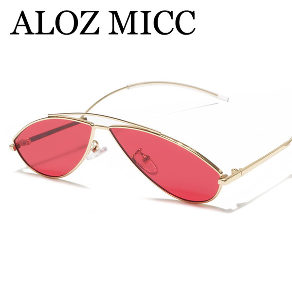 ALOZ MICC 2018 Sexy Cat Eye Sunglasses Women Men Summer Vintage Red Yellow Pink Lens Metal Sun Glasses Women A524