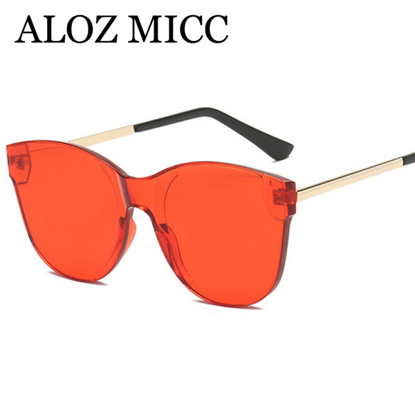 ALOZ MICC New Rimless Sunglasses Women Brand Designer Cat eye Sun Glasses for Female 2018 Fashion Clear Candy Color Eyewear A610