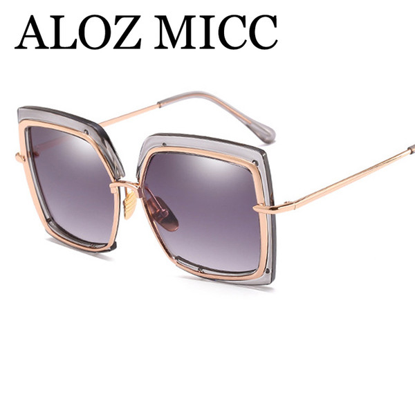 ALOZ MICC Fashion Semi-frame Square Sunglasses Women Alloy Big Frame Colorful Sun Glasses Men Mirror Eyeglasses A434