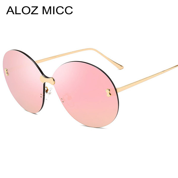 ALOZ MICC Fashion Women Round Sunglasses Brand Designer Vintage Rimless Sunglasses Women Vintage Shades Eyewear UV400 A421