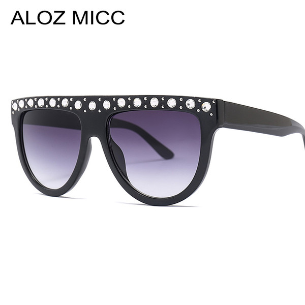 ALOZ MICC Women Oversized Rhinestones Sunglasses Fashion Square Sunglasses Women Vintage Shades Luxury Female Oculos A420