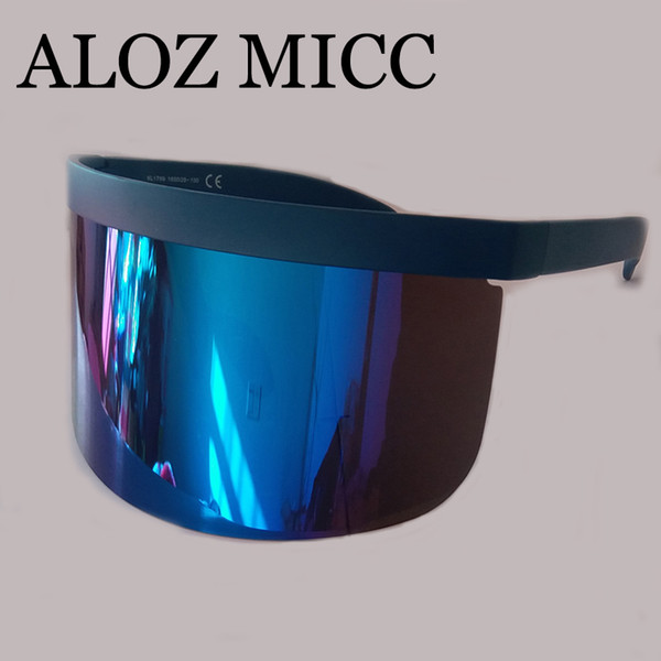 ALOZ MICC FashionVintage Oversize Shield Visor SunglassesWomen Retro Windproof Glasses Men Shield Visor Flat Top Hood Eyeglasses UV400 A538