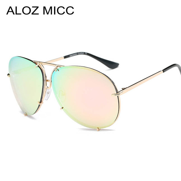 ALOZ MICC High Quality Women Retro Sunglasses Classic Brand Designer Oval Sunglasses Coating Mirror Lens Shades A004