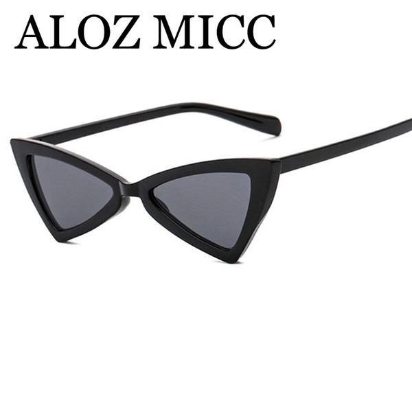 ALOZ MICC Luxury Bowknot Triangle Sunglasses Women Fashion Cat Eye Lady Sun Glasses Brand Designer Small Frame Eyewear A395