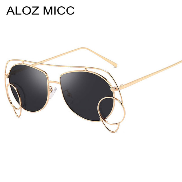 ALOZ MICC Fashion Irregular Oval Sunglasses Women Vintage Shades Metal Sunglasses Men Grey Red Yellow Personality Glasses A426