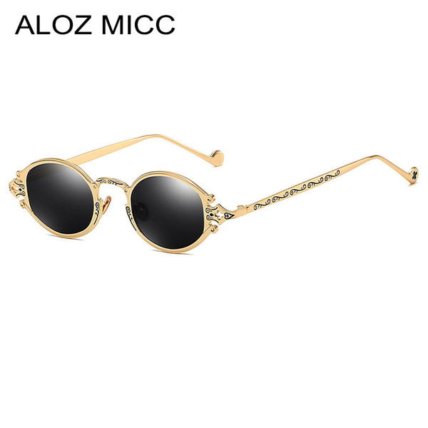 ALOZ MICC Round Women Steampunk Sunglasses Men 2019 Classic Small Oval Sunglasses Women Vintage Punk Unisex Goggles UV400 A032