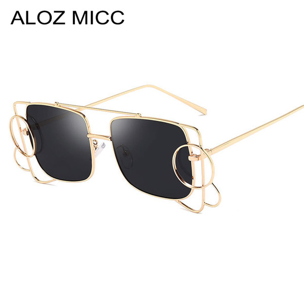 ALOZ MICC Retro Irregular Women Square Sunglasses Men 2019 Fashion Grey Vintage Sunglasses Women Shades Metal Eyewear UV400 A427