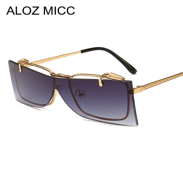 ALOZ MICC Fashion Rectangle Sunglasses Women NEW Metal Flip Punk Sunglasses Men Vintage One Piece Shade UV400 A617