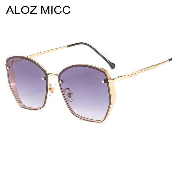 ALOZ MICC Women Square Rimless Sunglasses for Men 2019 Brand Designer Fashion Glasses Female Metal Eyewear Shades A408