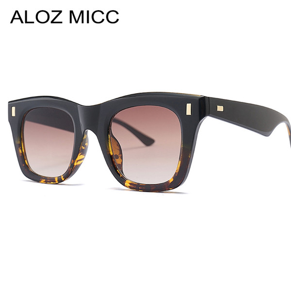 ALOZ MICC Vintage Square Sunglasses Women 2019 Oversize Rivets Sun Glasses Men Retro Black Leopard Frame UV400 Oculos A456