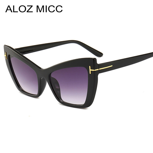 ALOZ MICC Women Cat Eye Sunglasses 2019 Brand Designer Classic T Oversize Sun Glasses Female Black Red Shade Eyewear UV400 A456