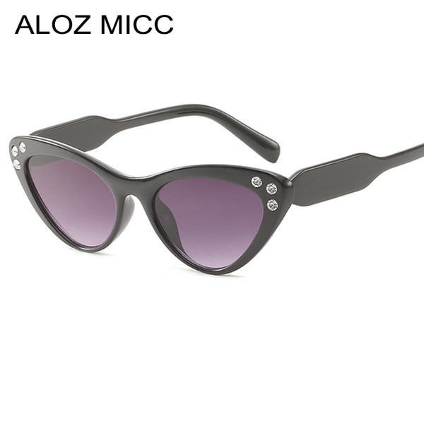 ALOZ MICC New Women Cat Eye Sunglasses Brand Designer Luxury Diamond Sun Glasses Female Vintage Lady Eyewear A390