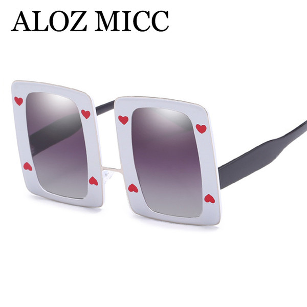 ALOZ MICC Women Oversize Rectangle Sunglasses Men 2018 Fashion Heart Decoration Trend Square Eyewear UV400A615