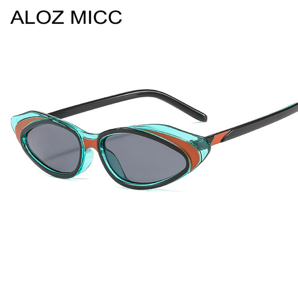 ALOZ MICC Fashion Crystal Cat Eye Sunglasses Women 2019 Brand Designer Stripes Sun Glasses Men Female Small Frame Eyewear A024