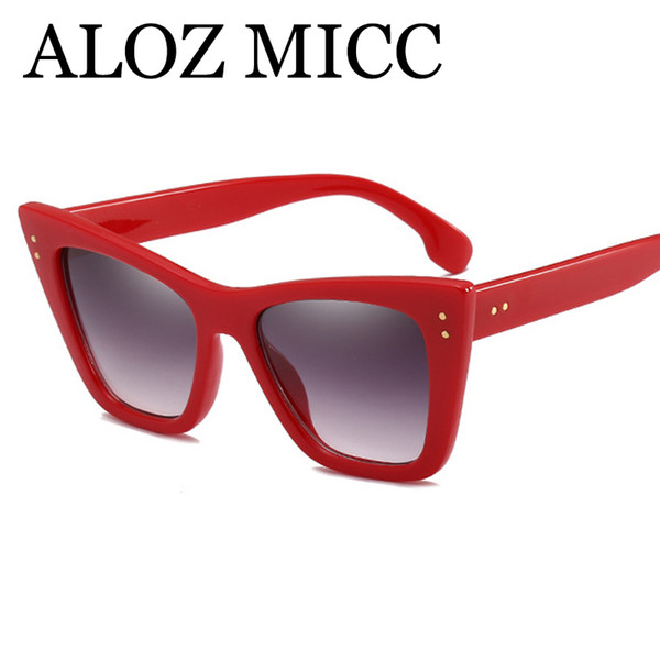 ALOZ MICC 2018 Fashion Cat Eye Sunglasses Women Brand Designer Vintage Black Pink Red Frame Sun Glasses Female oculos UV400 A514