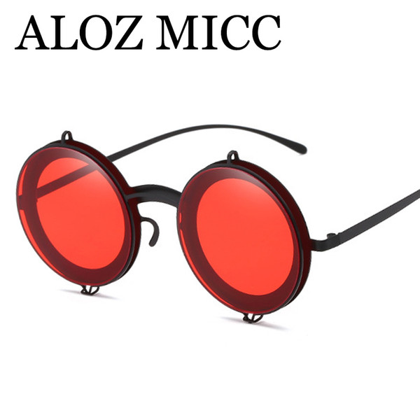 ALOZ MICC Fashion Round Sunglasses Women Men Brand Designer Vintage Metal Frame Red Pink Eyewear for Female Oculos UV400 A554